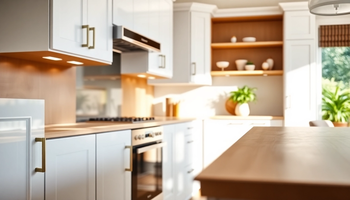 Transform your kitchen with Cabinet Refacing Clearwater FL, featuring sleek white cabinetry and warm wooden accents.