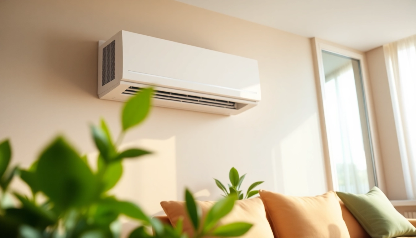 Efficient mini split ac system mounted in a stylish living room with natural light.