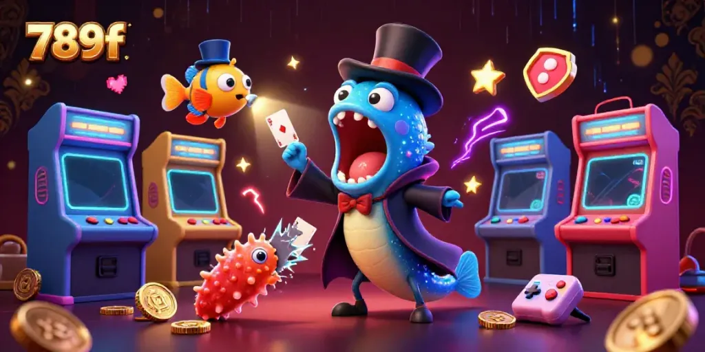 Experience thrilling casino action with 789f as sea creatures perform magic tricks in a vibrant gaming setup
