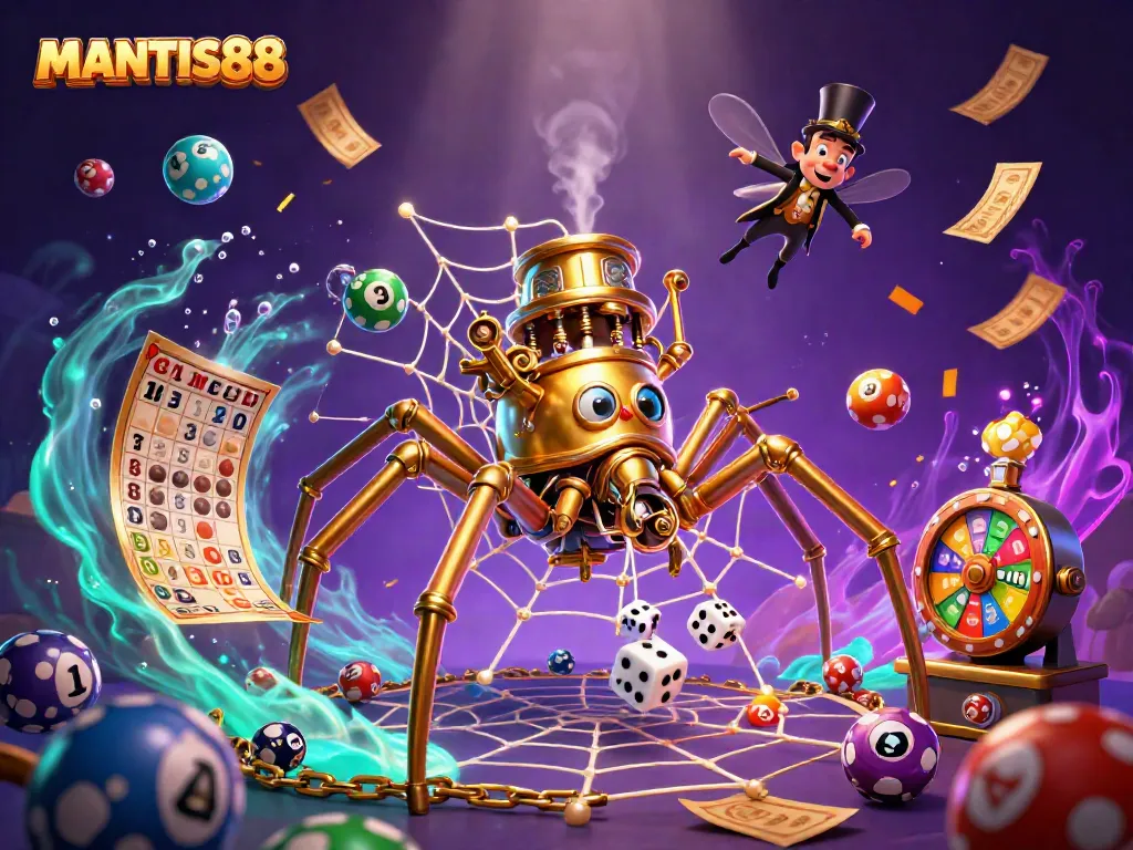 Engage with MANTIS88's vibrant steampunk casino adventure featuring a golden spider and dynamic gaming elements.