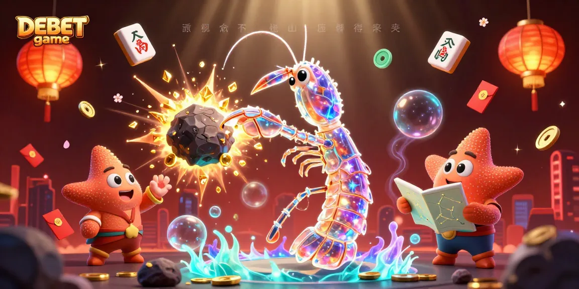 Experience the excitement of DEBET game while collecting treasures in a vibrant casino scene.