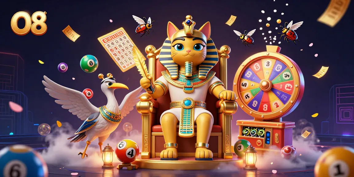 Experience the excitement of gambling at O8 with colorful lottery balls and a dynamic scene of fortune.