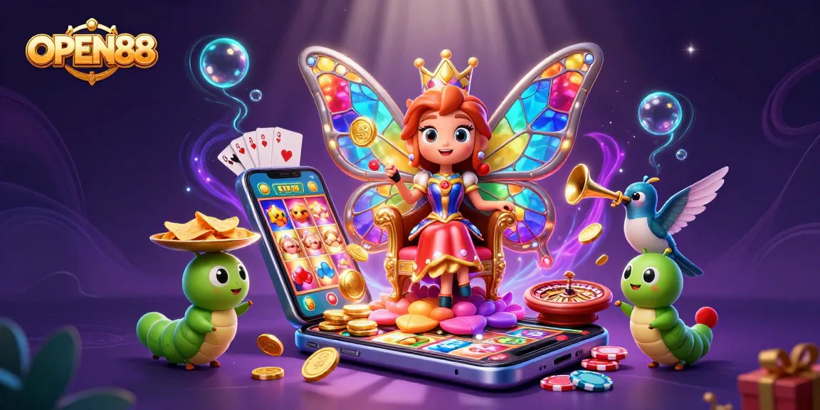 Engage in immersive gaming at OPEN88 with vibrant characters and slot game action.