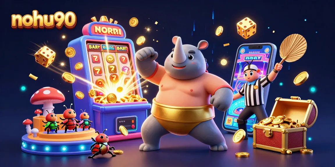 Experience the excitement of nohu90 with vibrant slot machines and a dynamic beetle champion.