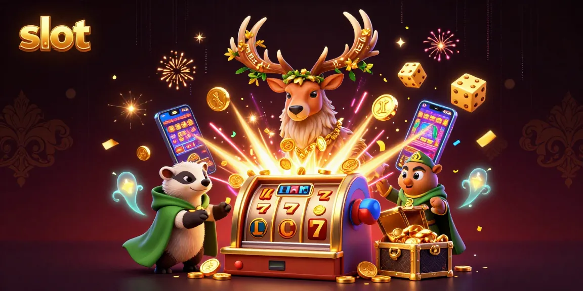 Engaging slot action with a vibrant 3D scene featuring a jackpot explosion and magical characters.