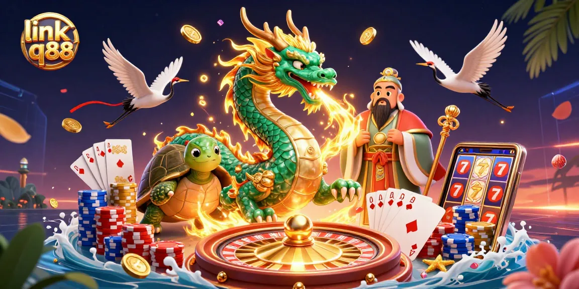 Engage with the thrilling link q88 casino experience featuring a vibrant dragon and lucky gaming symbols.