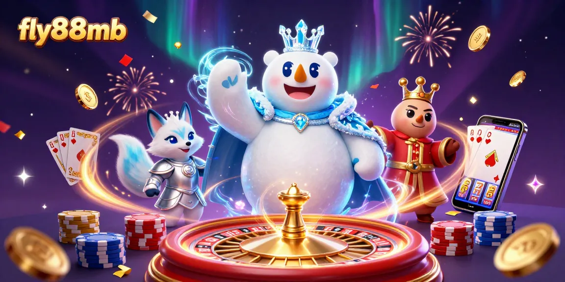 Experience thrilling wins at fly88mb with animated casino characters amid a sparkling jackpot scene.