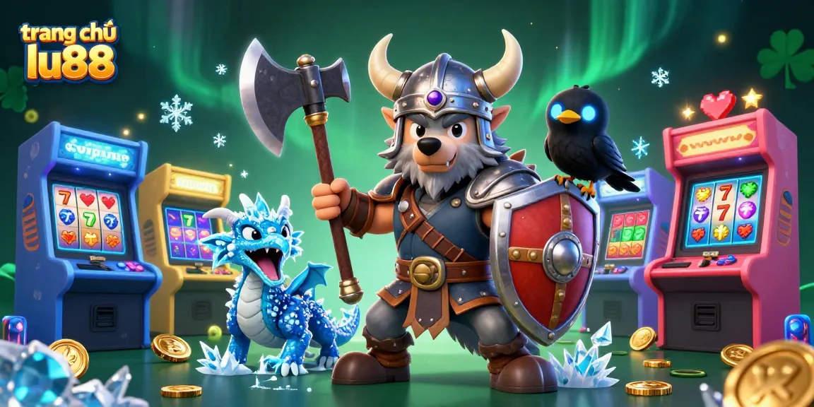 Experience the excitement of trang chủ lu88 with a heroic Viking wolf, a fierce ice-breathing dragon, and gaming thrills.