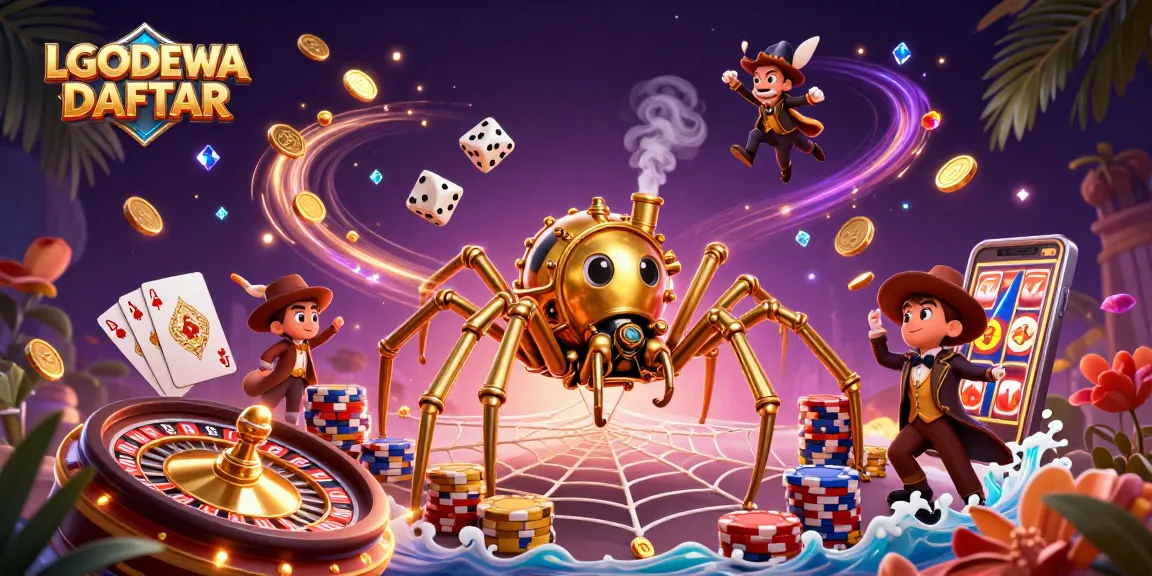 Experience thrilling gameplay with LGODEWA DAFTAR, featuring golden spider and top casino elements.
