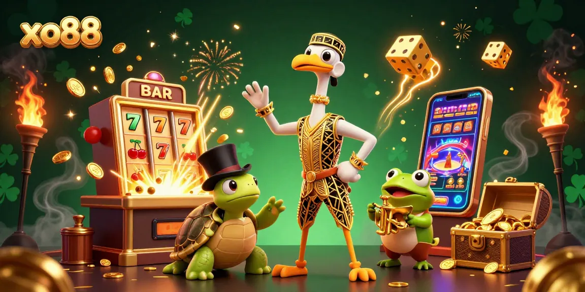Engage in the excitement of xo88 with vibrant 3D characters at a lively casino scene.