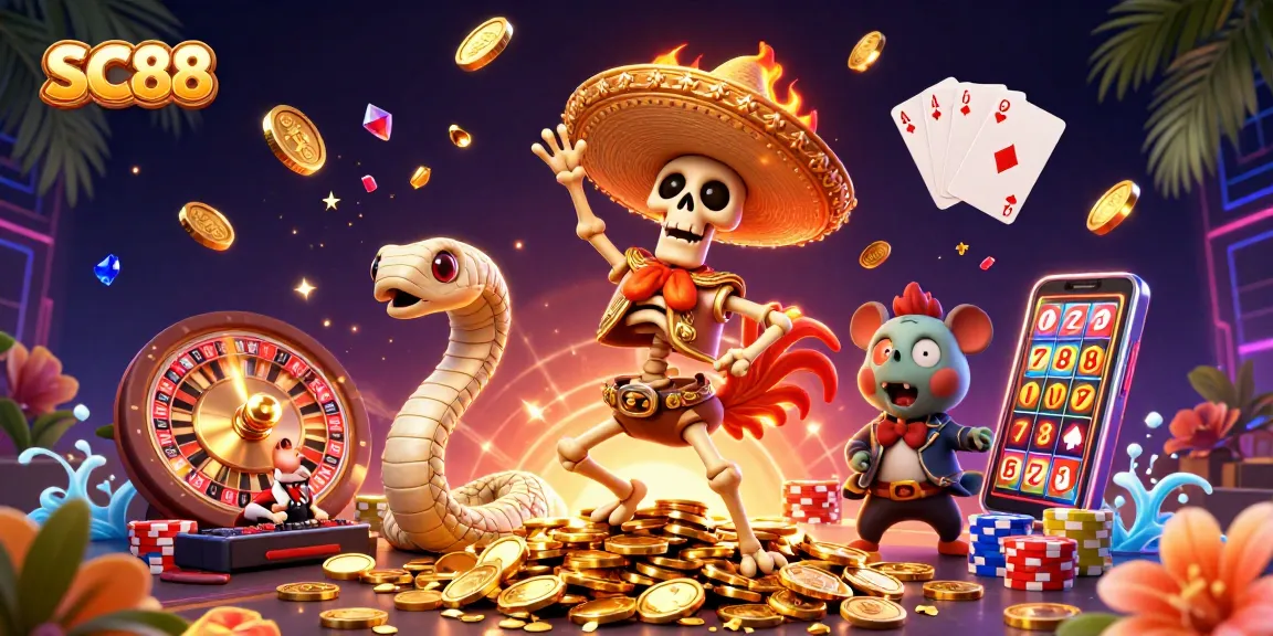 Join the action at SC88 with a lively victory dance featuring a mariachi rooster and a vibrant casino backdrop.
