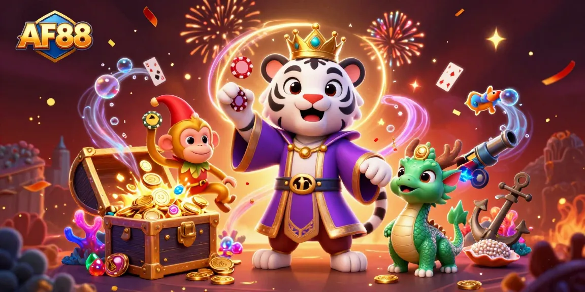 Experience thrilling gameplay with AF88 in this vibrant casino-themed illustration.
