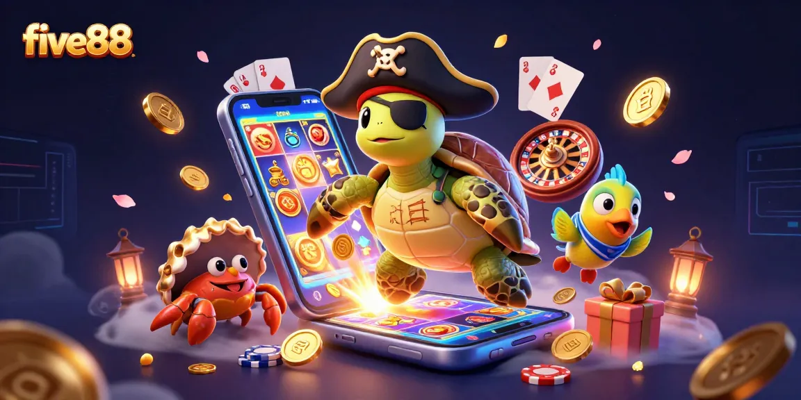 Experience the excitement of five88 with this vibrant casino-themed illustration.
