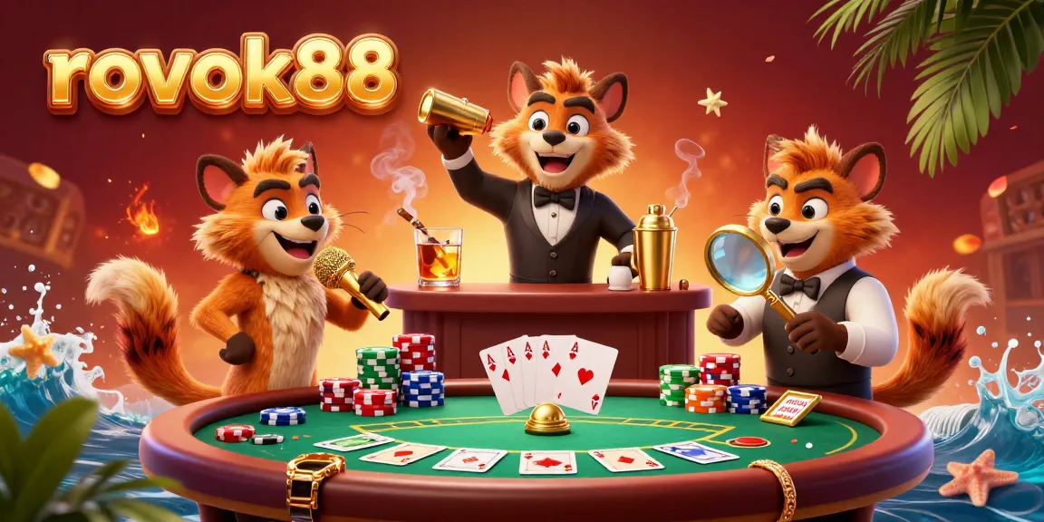 Celebrate winnings at rokok88's vibrant comedy casino club with hyena characters.