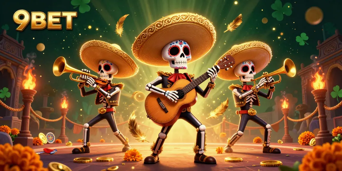 Engage with 9BET as Dia de los Muertos skeletons cheer in an electrifying casino scene.