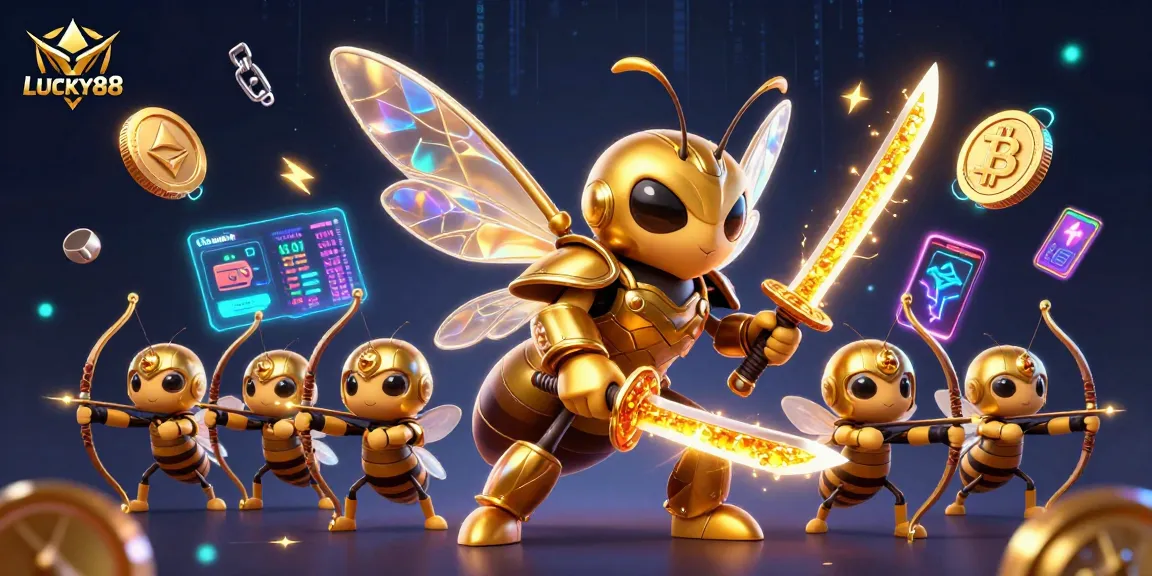 Experience the excitement of LUCKY88 with engaging 3D casino elements and vibrant characters in action.